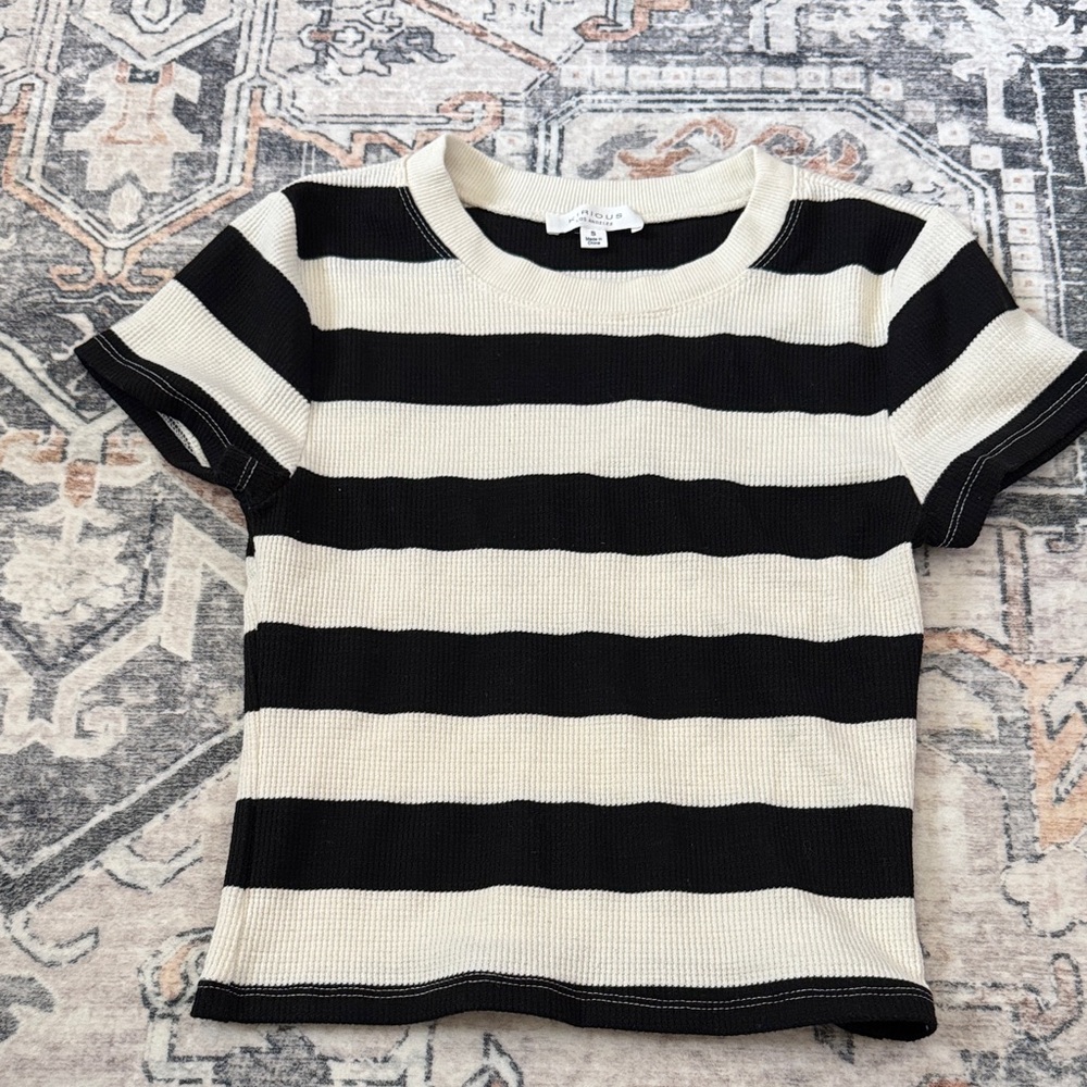 Striped Black and Cream Cropped Shirt